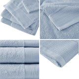 Beautyrest Nuage Glam/Luxury Cotton Tencel Blend Antimicrobial 6 Piece Towel Set BR73-3755 Blue