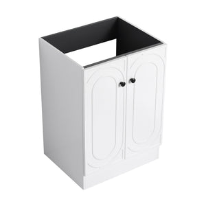 English Elm 24" Freestanding Bathroom Vanity with Integrated Basin Design, Adjustable Shelf & 3 Metal Handles, Eco Plywood Finish White W999P241064