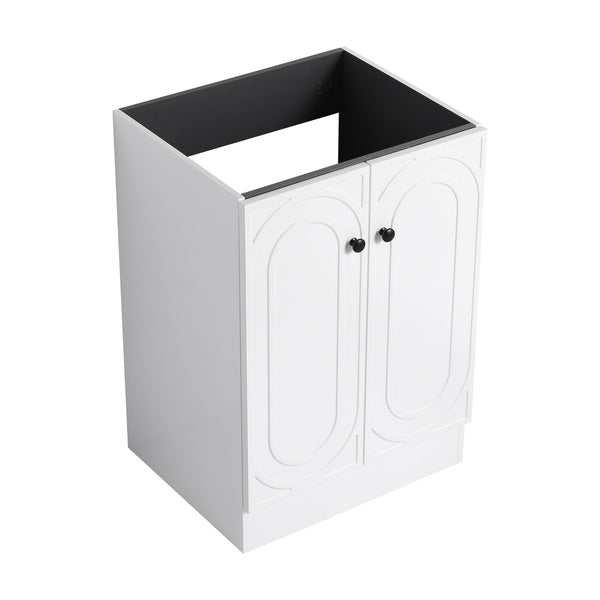 English Elm 24" Freestanding Bathroom Vanity with Integrated Basin Design, Adjustable Shelf & 3 Metal Handles, Eco Plywood Finish White W999P241064