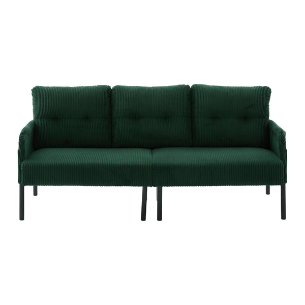English Elm United We Win Corduroy Loveseat Plush Ergonomic Sofa with Spring Support Metal Legs Emerald W1568P410052