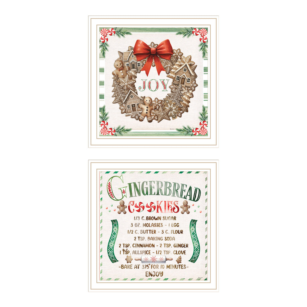 English Elm Trendy Decor 4u Gingerbread Vignette 2 Piece Framed Art Cottage Holiday Wall Set B067P256629