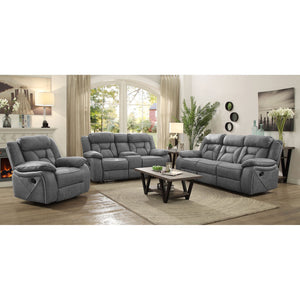 English Elm Bellingham Reclining Sofa with Pillow Top Arms, Pocket-Coil Seating, Grey/Tan Upholstery, Plush Comfort B062P357816