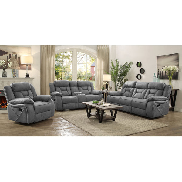 English Elm Bellingham Reclining Sofa with Pillow Top Arms, Pocket-Coil Seating, Grey/Tan Upholstery, Plush Comfort B062P357816