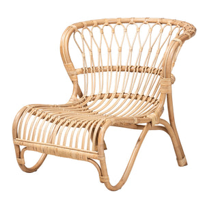 English Elm Modern Handcrafted Rattan Accent Chair Woven Lattice Boho Seating for Living Room B2750P467681