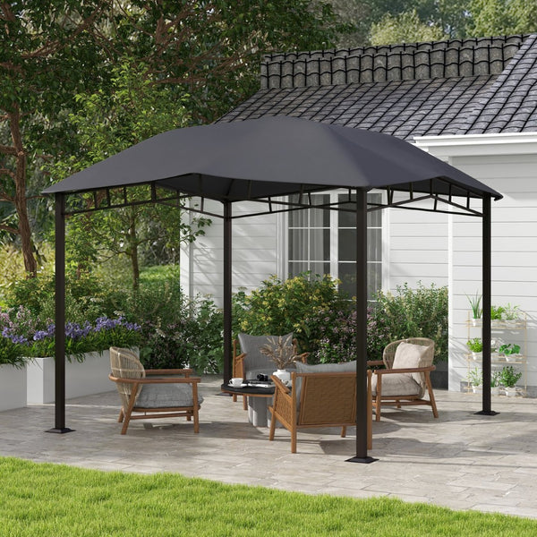English Elm Outsunny 10' X 10' Modern Soft Top Patio Gazebo With Geometric Canopy - Durable All-Weather Frame, Gray W2225P200939-GIGA