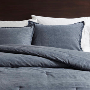 English Elm 3PCS Waffle Washed Comforter Set Full/Queen with Breathable 100% Cotton Face and Plush 270G Fill Blue 23 L x 21 W x 12 H B035P341112