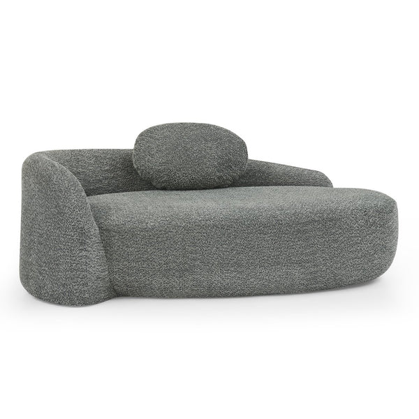 English Elm Modern Oval Bouclé Lounge Chair with Sculpted Armrest for Bedroom or Living Room Dark Gray W487P456131