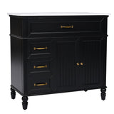 English Elm 36" Bathroom Vanity With Sink, Black Bathroom Cabinet With Drawers, Solid Frame and Mdf Board, One Package