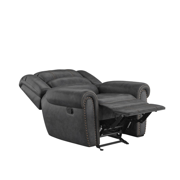 English Elm Wallace & Bay - Gray Gliding Recliner — Slate Gray Fabric Recliner with Smooth Glide, Classic Style, Easy Care Comfort B361P384420