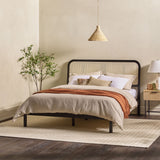 Queen Platform Bed with Rattan Headboard Insert Black NRUB5CBL Walker Edison