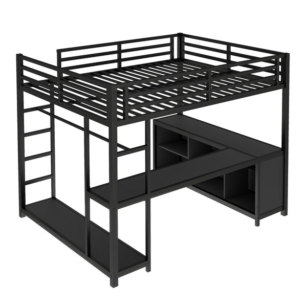 English Elm Metal Twin Xl Loft Bed with L Shaped Desk Wardrobe and Storage for Teens W1580S00417