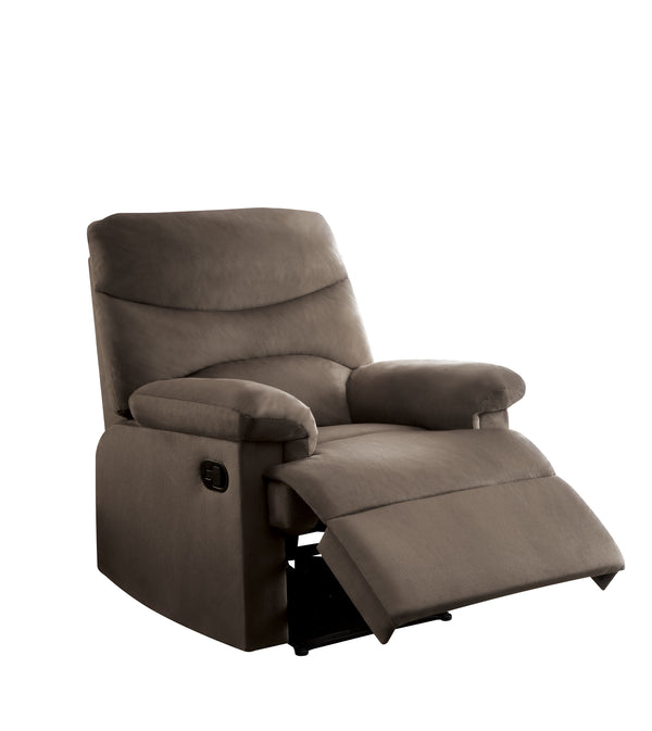 English Elm Arcadia Plush Microfiber Motion Recliner with Pillow-Top Arms, Smooth Latch Mechanism for Relaxation Light Brown 33 L x 31 W x 28 H B2726P256702