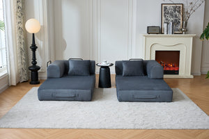 English Elm 59'' Corduroy Floor Sofa Convertible Sleeper with Bolster Pillow for Studio Living Gray W3434P449859