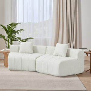 English Elm Chenille Modular Sectional Sofa Curved Piano Key Design Plush Living Room Lounge Seating Beige W834P389117