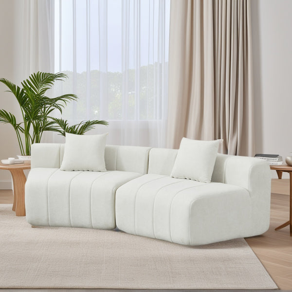 English Elm Chenille Modular Sectional Sofa Curved Piano Key Design Plush Living Room Lounge Seating Beige W834P389117