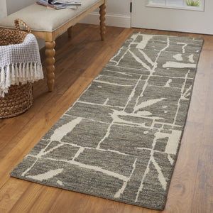 Feizy Rugs Sutton Hand Knotted Wool Rug - Exquisite Abstract Design For Modern And Transitional Interiors Taupe,Ivory Wool T05t6003pewgrni68