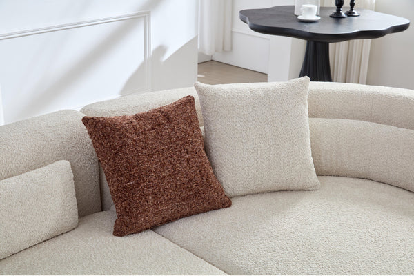 English Elm 132" Boucle L-shaped Sectional Sofa Curved Modular Design for Modern Living Rooms W2664S00105
