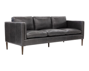 Sunpan Richmond Modern Sofa in Cortina Black Leather – Stylish Comfort with Solid Wood Legs & Unique Design