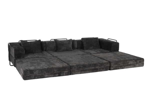 English Elm Compression Convertible Floor Sofa Bed – Versatile Modular Chenille Sofa For Small Spaces & Guests W3723S00015