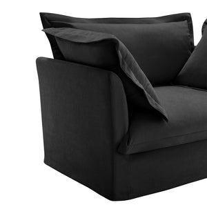 English Elm Slipcovered Modular Cloud Sofa Deep Chenille Sectional with Ottoman for Living Room W3041S00120