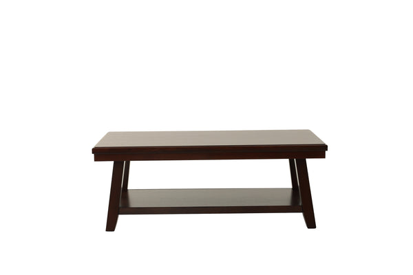 English Elm New Walnut Finish 1pc Coffee Table with Open Shelf, 47"x24" Modern Walnut Veneer Top & Solid Legs B011P396185