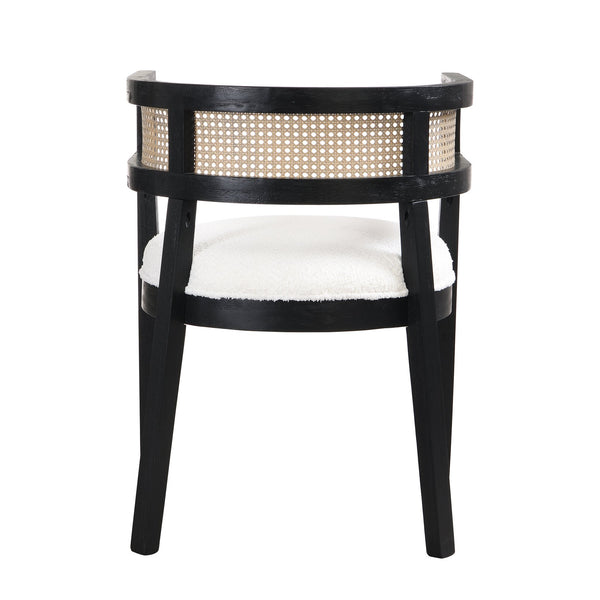 English Elm Christopher Knight Home® - DINING Chair Set of 2 with Rattan Round Back and Upholstered U‑Seat, Wood Frame, Contemporary Style Beige+Black N771P192287H