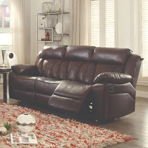English Elm Glory PU Reclining Loveseat with Channel Tufted Back for Lumbar Support and Compact Spaces Comfort Dark Brown 26 L x 63 W x 30 H B078108401