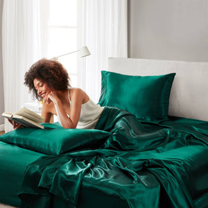 English Elm Satin Luxury Sheet Set For Queen Beds - Hypoallergenic, Silky Soft, Wrinkle-Resistant Comfort! B035P294195-GIGA