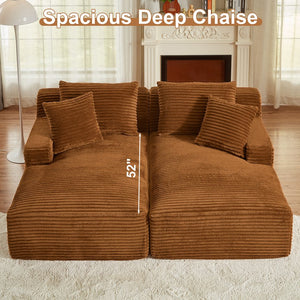 English Elm Indoor Oversized Double Chair Sleeper Sofa Wide Low Profile Minimalist Lounge Seat Orange W2100S00352