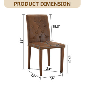 English Elm 4-piece Brown Suede Dining Chair Set with Tufted Back and Walnut Metal Legs W1151P361168