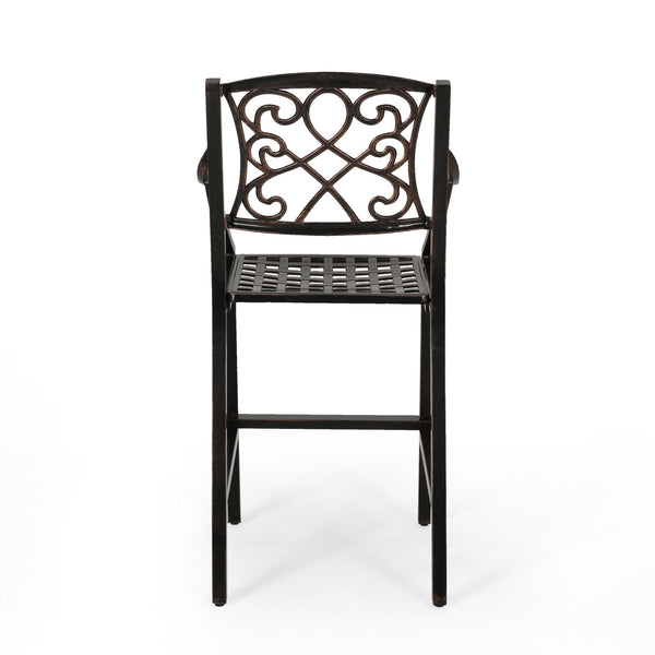 English Elm Christopher Knight Home® - WATERBURY Irene Outdoor 28" Aluminum Barstool Set of 2 – Copper Cast Aluminum, Weather-Resistant Elegance 65143.00