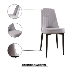 English Elm A Set of 4 Mid-century Pu Leather Dining Chairs with Cushioned Seats Metal Legs W3732P412265