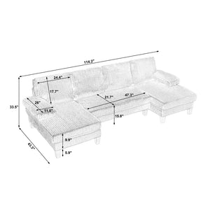 English Elm U-Shaped 4-Seat Sofa With Double Chaise - Luxurious Velvet Comfort For Modern Living Spaces W2705S00014-GIGA
