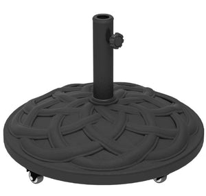 English Elm Resin Concrete Patio Umbrella Base with Locking Wheels Woven Texture Matte Finish T3971P427464