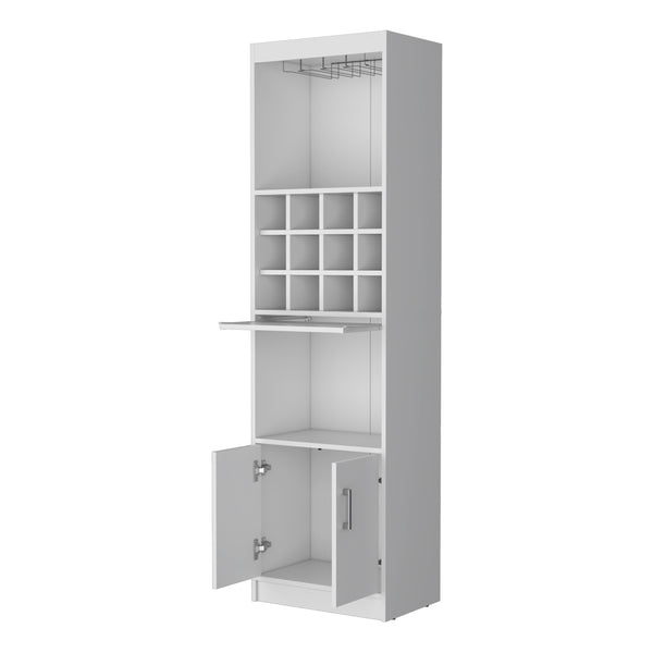 English Elm Lowa Elegant Bar Cabinet with Built-In Wine Rack, Ample Shelving and Dual Door Storage for Entertaining White 42.13 L x 18.51 W x 9.45 H B128P189929