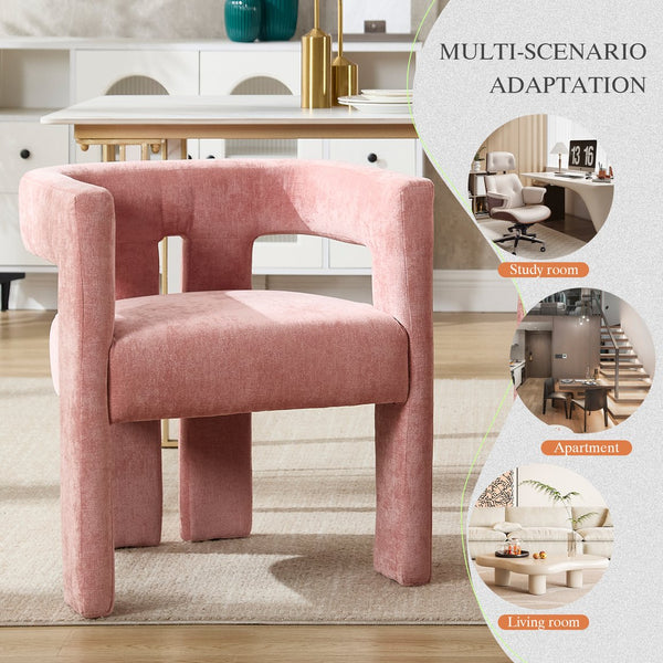 English Elm United We Win Chenille Barrel Accent Armchairs Set of Two for Living Room Dining Pink W1568P389270