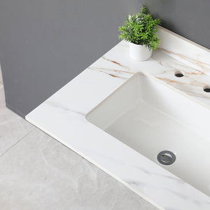 English Elm 31 Inch Carrara Marble Vanity Top With Undermount Sink & 4" Backsplash - Elegant, Durable, Eco-Friendly! W2699P192440