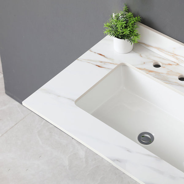 English Elm 31 Inch Carrara Marble Vanity Top With Undermount Sink & 4" Backsplash - Elegant, Durable, Eco-Friendly! W2699P192440