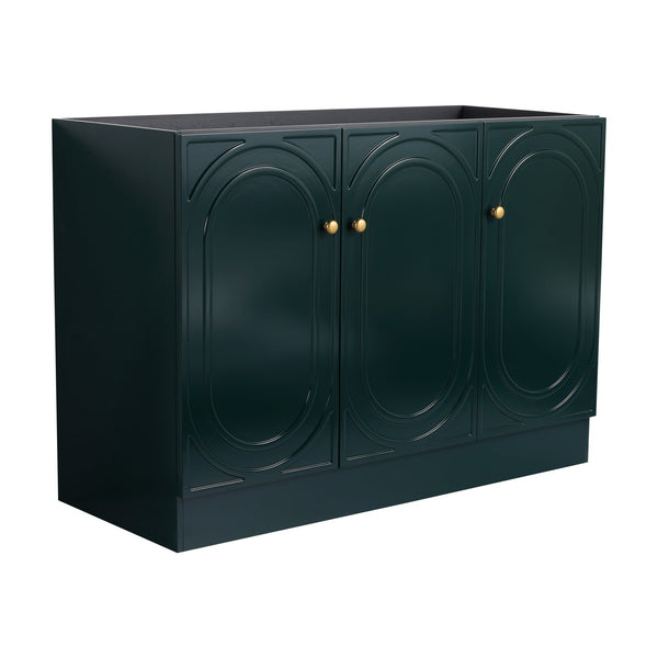 English Elm 48" Modern Freestanding Bathroom Vanity with Integrated Basin, Adjustable Shelf & 3 Metal Handles Dark Green W999P241075