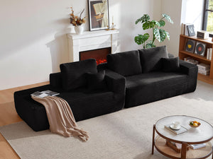 English Elm New Plush Corduroy L-shape Sectional Sofa Deep Cloud Seating for Modern Living Spaces W3975S00043