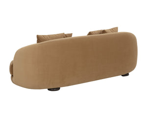 Sunpan VALENTINA Sofa - Plush Kona Camel Upholstered Curved Seating for Modern Living Rooms & Lounges 112346