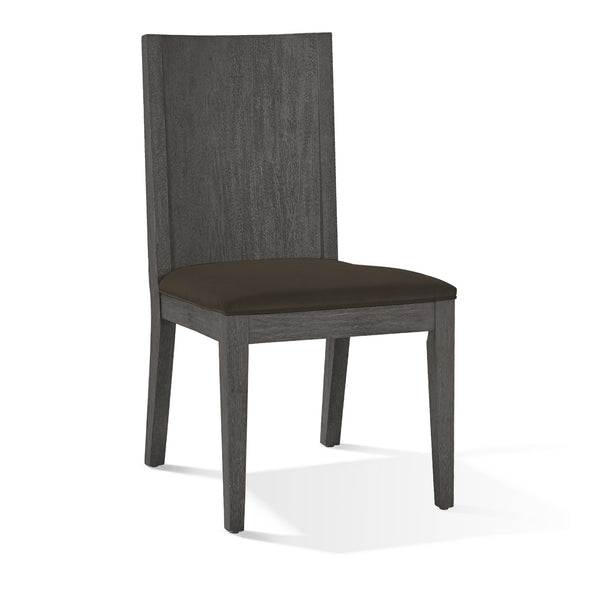 English Elm Axel Solid Mahogany Panel Back Dining Chair Set with Gray Padded Seat for Two B056P412604