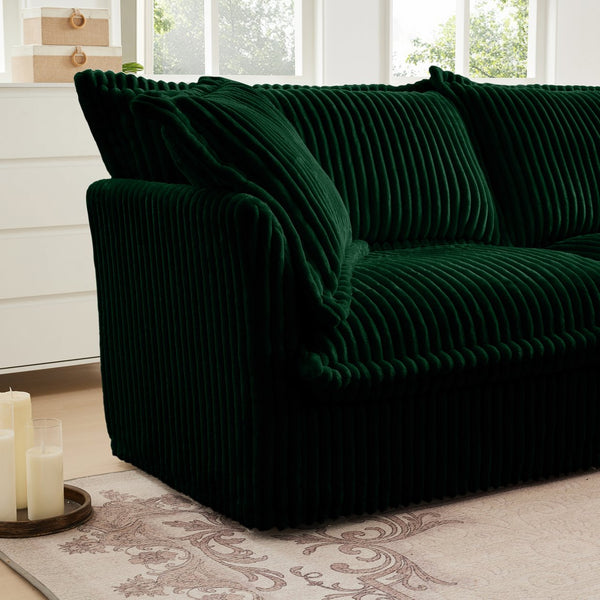 English Elm Modern Slipcovered 2-Seat Sofa Couch In Green Corduroy For Small Spaces, Easy-Clean Detachable Covers W3041S00079