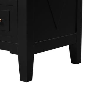 English Elm 60'' Elegant Black Bathroom Vanity Set With Ceramic Sink, 6 Drawers, Solid Wood Frame & Storage N710SS00003B