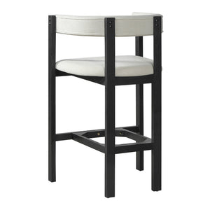 English Elm Bar Stools Set of 2 Rubberwood Barrel Back Counter Height Kitchen Island Seating Beige+Black N771P375076B