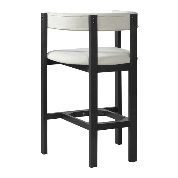 English Elm Bar Stools Set of 2 Rubberwood Barrel Back Counter Height Kitchen Island Seating Beige+Black N771P375076B