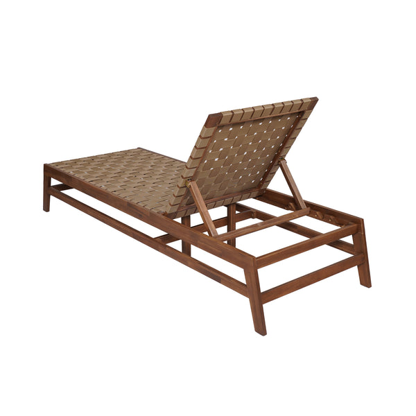 English Elm Christopher Knight Home® - Outdoor Rope Chaise Lounge with Acacia Wood Frame and Adjustable 4-Position Recline for Patio Comfort Light Brown,Mocha 84.84 L x 29.13 W x 5.78 H N776P288556B