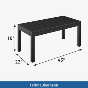 English Elm 45" Outdoor Aluminum Slatted Patio Coffee Table Matte Black Powder Coat Rust Proof B082P454985