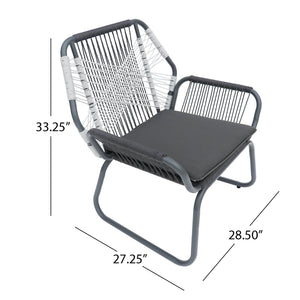 English Elm Christopher Knight Home® - IDAHO Woven Rope Club Chair Set of 2 – Gray Steel Frame, Water-Resistant Polyester Cushions, Stylish Patio Seating (2-Pack) 62330.00CGRY