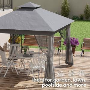 English Elm Outsunny 10' X 11.5' Double Roof Metal Patio Gazebo With Mesh Sides - Elegant Outdoor Canopy For Your Garden W2225P175524-GIGA